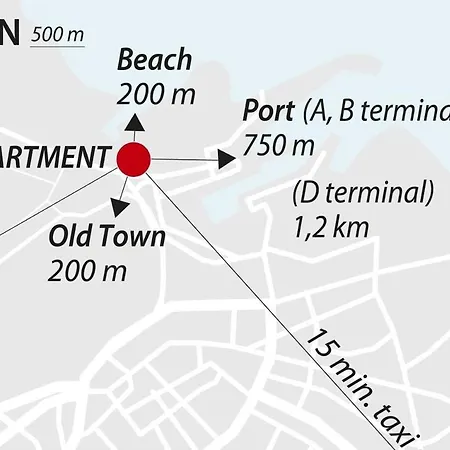 Apartment Center, 125 M2, 3 Bedroom Sea & Old Town View
